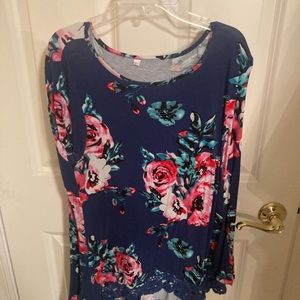 Blue Floral Blouse